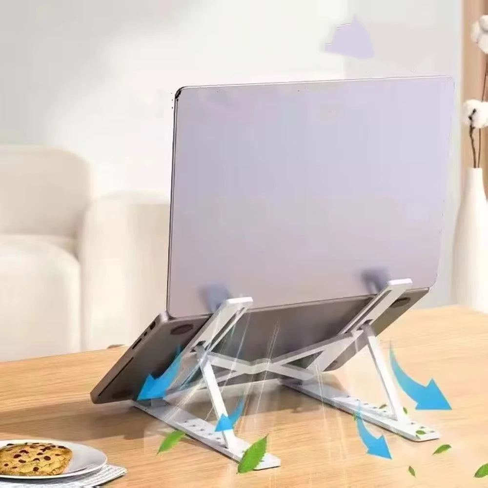 Ergonomic Adjustable Foldable Laptop Stand - Portable ABS Notebook Holder and Desktop Riser for MacBook, iPad, and Tablets
